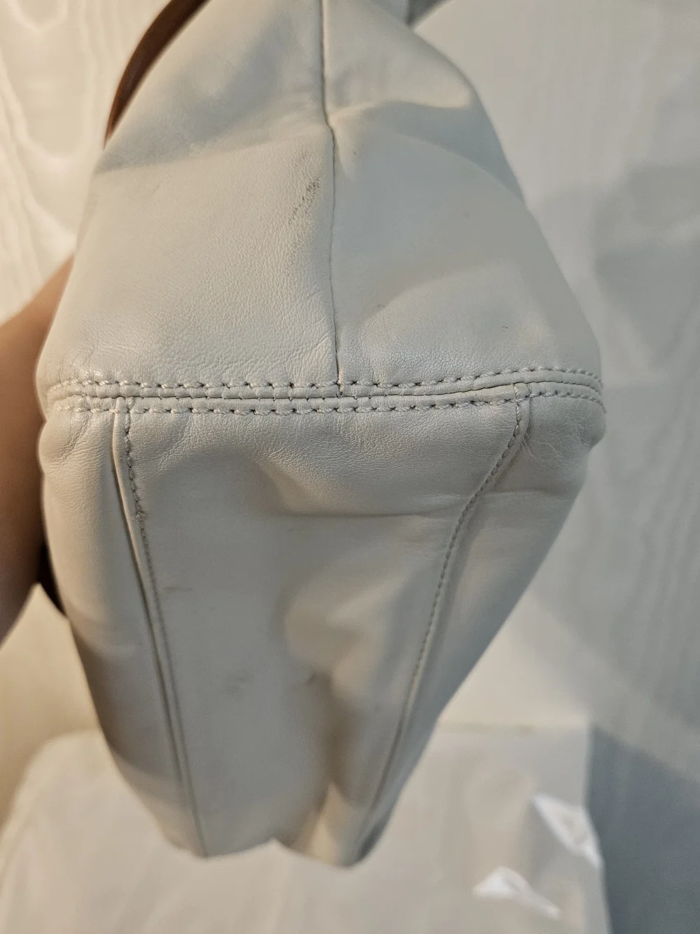 Coach Cream Leather Hobo with Brown Trim and Buckle